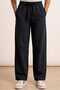 Black 4-Season Elastic Waist Lace-Up Wide-Leg Gabardine Women's Trousers - Comfortable Cut Casual Palazzo with Pockets - 5