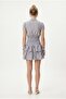 Women's Lavinia Elastic Waist Checkered Ruffled Blue Woven Short Dress - 5