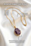 Epoxy Coated Natural Stone Pendant Amethyst Pink Quartz Aventurine