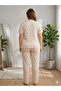 Women's Patterned Summer Lycra Bow-Decorated Plus Size Pajama Set - 6