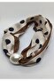 Coffee & Beige Gradient Black Polka Dot Stylish Pearl Scarf Necklace (44 cm)