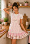 Ays Home Powder Floral Ruffled Kitchen Apron