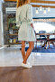Women's White Oversize Wide Cut Long Folded Sleeve Midi Dress 3313275 - 3