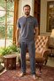 Men's Short Sleeve Cotton Pajama Set 260424 Smoked - 4