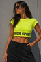 Women's Cotton Sport Printed Oversize Short Sleeve Crop T-Shirt - 7