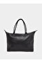 Black Woven Faux Leather Tote Bag - 3