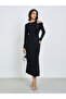 Black Cut-Out Detail Shimmer Look Blue Maxi Dress - 3