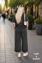 Tencel Fabric Stone Detailed Oversize Wide Leg Top and Bottom Set C7925 Anthracite - 4