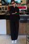 Black Transparent Relax Fit Striped Suit Mg2740 - 5