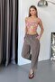 Women's Adjustable Waist Double Pocket Carrot Cut Trousers Light Brown - Ms001529 - 3