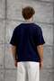 Men's T-Shirt Dp Rising Printed Knitwear Navy Blue Oversize Printed Polo Collar Knitwear - 4