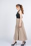 Women's Summer Beige Pure Lady Elastic Waist Long Skirt Stylish Daily Comfortable 6782 - 2