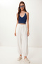 Comfortable Linen Look Shalwar with Pockets Lub0330 White - 3