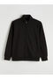 Lcw Vision Black Mock Neck Men's Zippered Sweatshirt