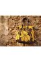 Women's Yellow Brown Floral Patterned Snap Fastener Shoulder Bag - with Internal Compartment (45X48 cm) - 2