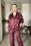 Leopard Patterned Satin Shirt Pants Tiril Set - 4
