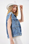 Women's Stone Detailed Denim Vest - 5