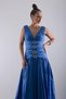 Sleeveless V-Neck, Brooch Accessory, Taffeta Tail Evening Dress, Event Dress - 3