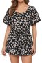 Women’s Off Shoulder Floral Dress – Ruffle Neckline A-Line Knee Length Sundress –L