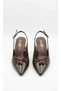 Melinta K. Brown Ribbon Bead Detail Gold Heeled Shoes - 5