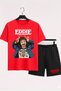 Stranger Things Printed 100% Cotton Crewneck Children's T-Shirt-Shorts Two-Piece Set