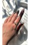 Women's Silver Color Stone Leaf Ring - 4