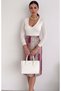 Women's Elastic Waist, Front Slit, Standard Size Sml Compatible, Midi Length Pencil Skirt, Length 70 cm - 2