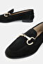 Women's Black Suede Genuine Leather 36-41 Number Buckle Ballet Flat - 3
