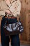 Women's Bitter Brown Shiny Textured Knot Detailed Wide Inner Volume Adjustable Cross Strap Shoulder Bag - 6