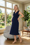 New Season Summer Navy Blue Wide Strap Special Design Stylish Lace 100% Cotton Maternity Nightgown - 5