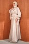 Mink Balloon Sleeve Waist Detailed Evening Dress - 4
