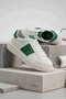 Women's White/Green Leather Sneaker - Thick Sole Casual Daily Shoes