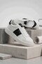 Women's White/Black Leather Sneakers - Thick Soled Casual Daily Shoes