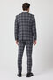 Tarcisi Men's Brown-Blue Plaid Mono Collar Polyviscon Fabric Jacket+Pants+Vest Slim Fit Suit - 8