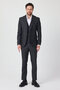 Leon Men's Dark Gray Italian Striped Jacket+Pants+Vest Slim Fit Suit - 3