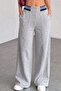 Waist Ribbed Knit detailed Wide-Leg comfortable sweatpants without raising