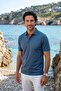 Men's Polo Collar Corn Cotton Short Sleeve Buttoned Embossed Detailed Kagi Blue T-Shirt - 5311