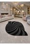 Sdt Black Swirl Patterned Modern Woven Base Decorative Carpet Sdt938