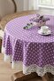 Round Tablecloth Liquid-Proof Lace Detailed Waterproof Fabric Polka Dot Stain-Resistant - 5