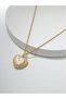 Women's Gold Color Steel Chain Heart Pendant Pearl-Look Minimal Stylish Daily Necklace - 4