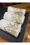 İnci Secret Luxury Gold Embroidered 1 Piece Towel - 100% Bamboo Face Towel - Engagement and Bridal Trunk Special Series - Ecru & Gold 🌟 ✨ - 6