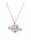Women's Silver Color Steel Chain Heart Arrow Necklace with Pink Stone Zircon Stylish Gift