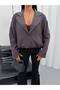 Women's Buttoned Blazer Shirt Jacket Oversized Cut Stylish Long Sleeve Modern Casual Office Top - 3