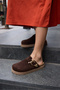 Holo Women's Brown Genuine Leather Suede Closed Toe Fusped Sole Slippers - 7