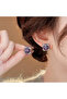 Purple Square Zircon Stone Gold Color Earrings - 4
