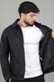 Diagonel Fabric Collared Zippered Seasonal Coat Pldp 3031_60391 - 6