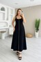 Women's Strap Square Neck Front Zipper Wide Cut Janjan Crepe Dress - 3