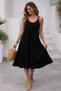 Women's Strappy Round Neck Kiloş Long Viscose Dress - 3