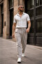 Men's Trendy Polo Collar Slim Fit Textured Gray Shirt - 4