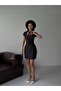 Black Polka Dot Women's Dress with Scarf Detail - 6